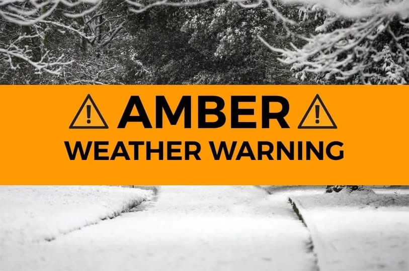 Amber weather warning in place for South Yorkshire tonight through to 05/01 23:59